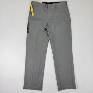 APT.9‎ Men's Modern Fit Khaki Pants Flat Front Gray Twill Size 34x32 NEW